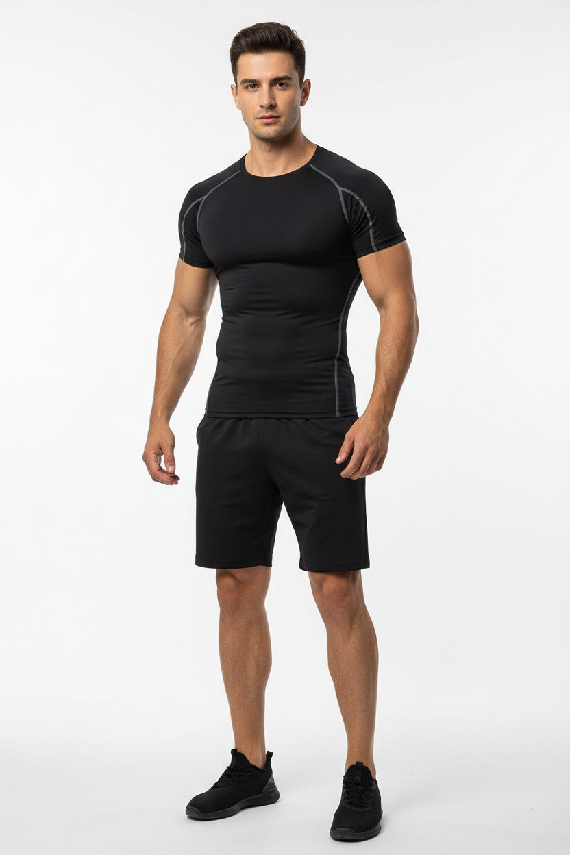 Maglietta Sportiva Uomo Elasticizzata Manica Corta Slim Fit