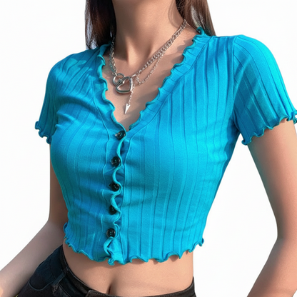 T-shirt estiva donna, magliettina estiva donna con bottoni, maglia estiva donna