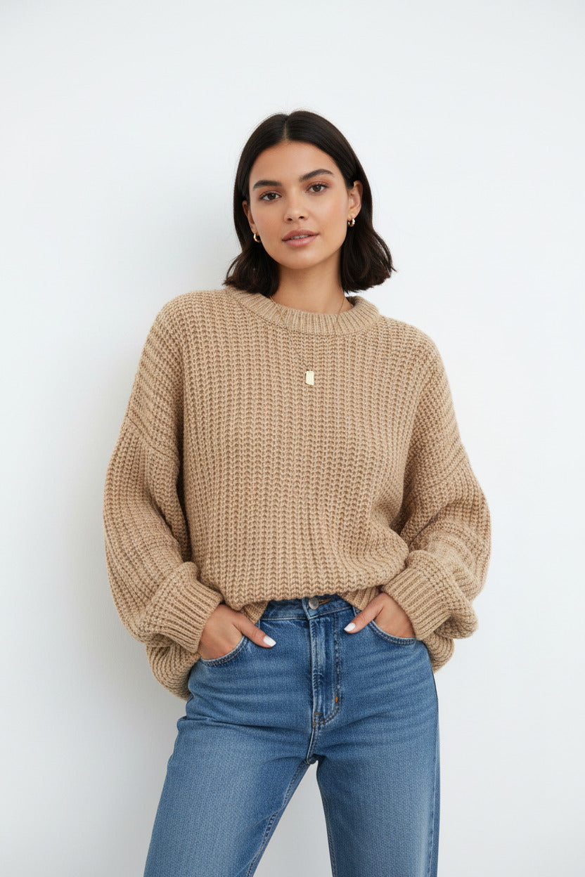 Maglione Autunnale Donna Oversize One Size – Pullover Largo Lavorato a Maglia