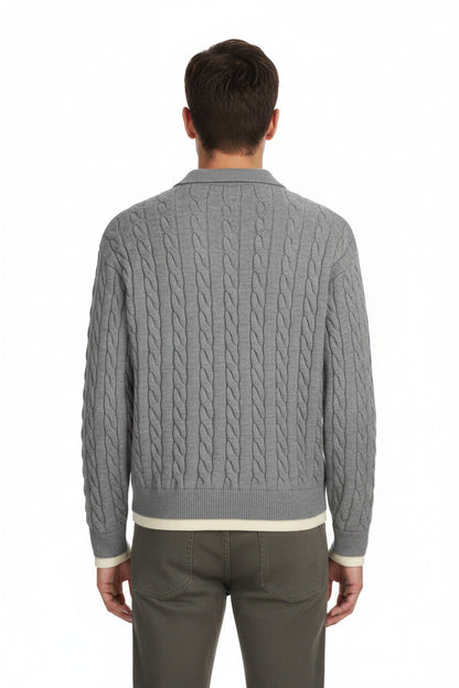 Maglione Vintage Uomo Intrecciato a Trecce – Pullover Retrò Invernale