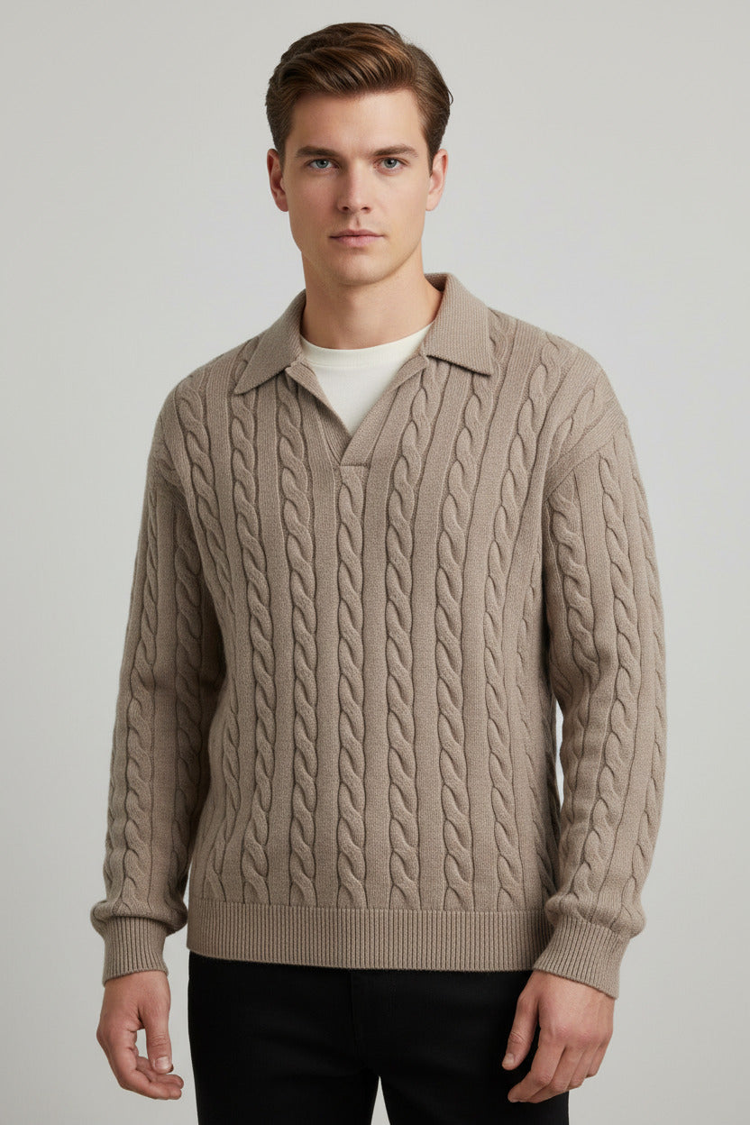 Maglione Vintage Uomo Intrecciato a Trecce – Pullover Retrò Invernale