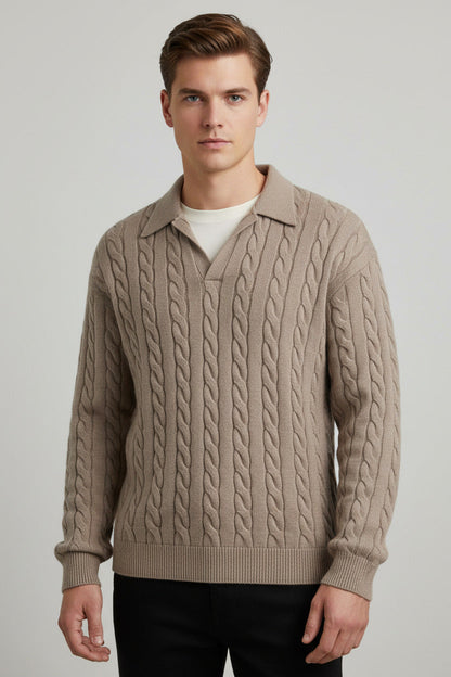 Maglione Vintage Uomo Intrecciato a Trecce – Pullover Retrò Invernale