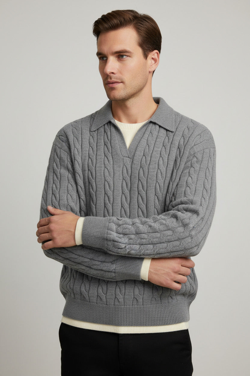 Maglione Vintage Uomo Intrecciato a Trecce – Pullover Retrò Invernale