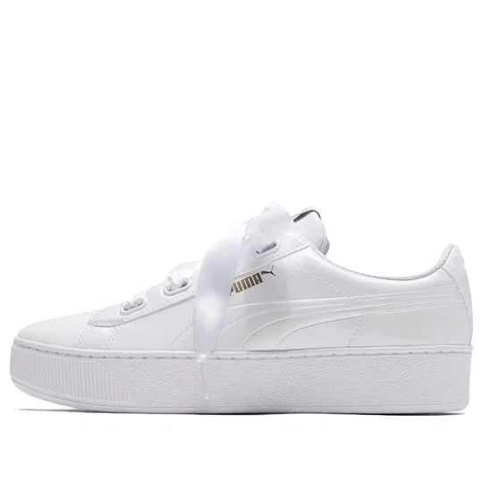 Puma scarpa sneakers con zeppa da donna Vikky Platform Ribbon 366419 02 bianco