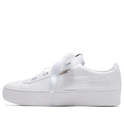 Puma scarpa sneakers con zeppa da donna Vikky Platform Ribbon 366419 02 bianco