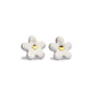 Margherita | Orecchini a perno artigianali in ceramica a fiore bianco con dettaglio dorato