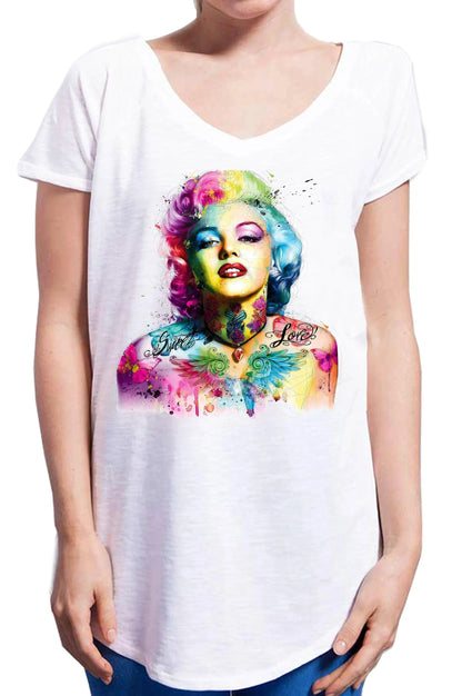 Marilyn Monroe - T-shirt Urban Slub Donna 100% Cotone