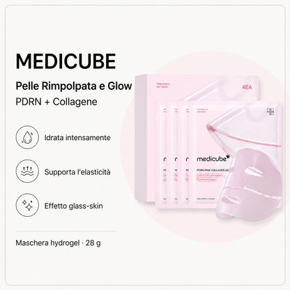Medicube PDRN Pink Collagen Gel Mask – Maschera Rimpolpante 4 Pezzi da 28g