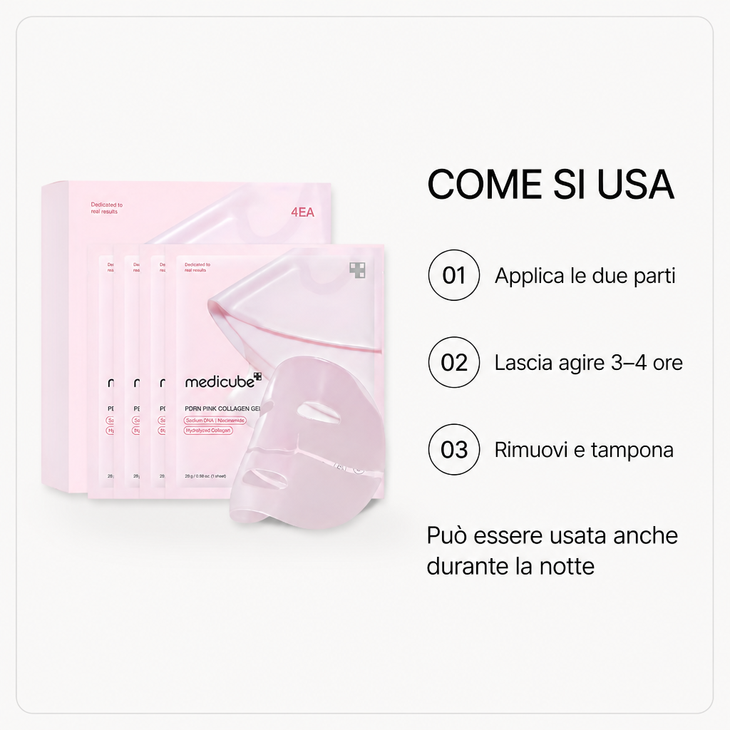 Medicube PDRN Pink Collagen Gel Mask – Maschera Rimpolpante 4 Pezzi da 28g