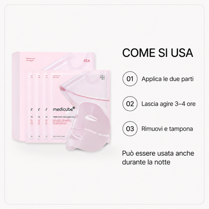 Medicube PDRN Pink Collagen Gel Mask – Maschera Rimpolpante 4 Pezzi da 28g