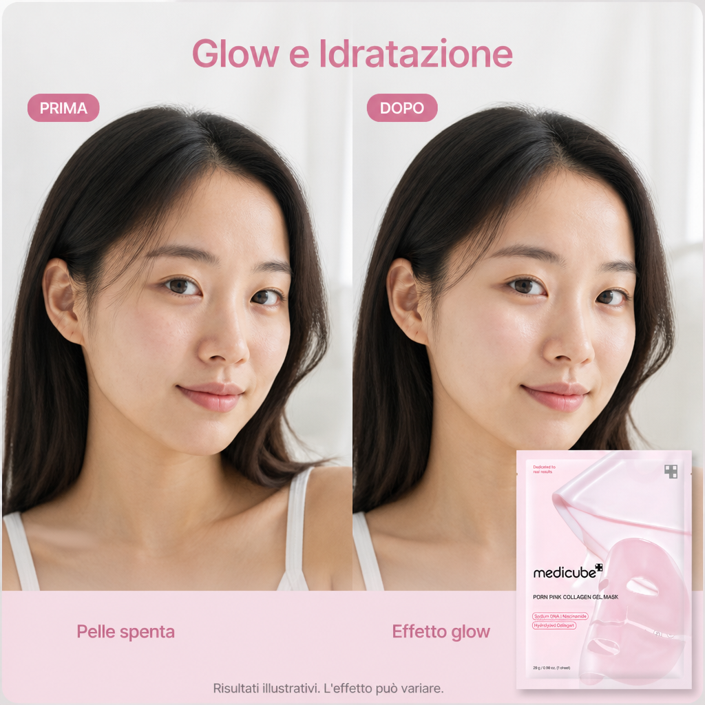 Medicube PDRN Pink Collagen Gel Mask – Maschera Rimpolpante 4 Pezzi da 28g