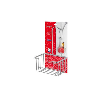 Mensola 1 ripiano rettangolare con gancio doccia 18x12x28 cm, pratica e elegante per il tuo bagno.