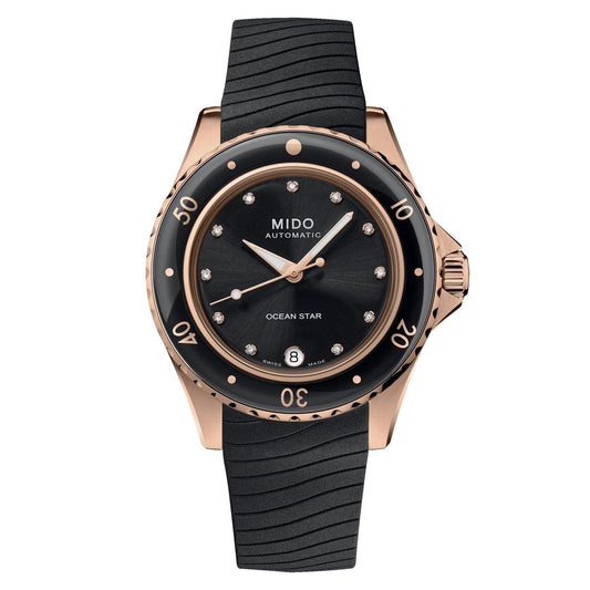 Mido Uhr Ocean Star Lady 36,5mm schwarz Automatik Edelstahl PVD Roségold M026.207.37.056.00