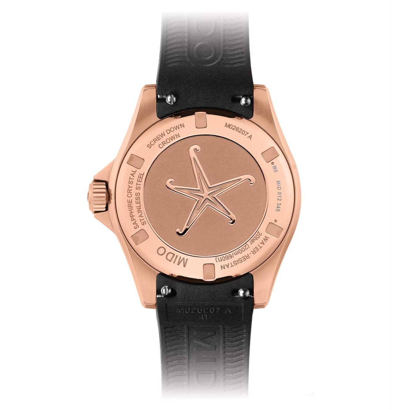 Mido orologio Ocean Star Lady 36,5mm nero automatico acciaio finitura PVD oro rosa M026.207.37.056.00