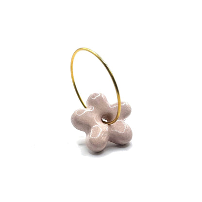 Mimì | Orecchini pendenti in ceramica floreale rosa fatti a mano