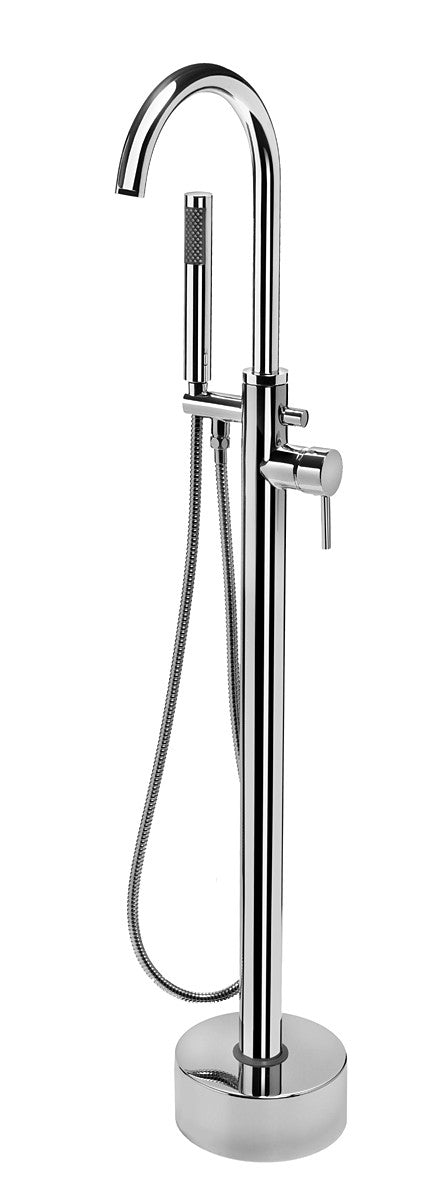Miscelatore da terra a piantana mod. Zeda per vasca con deviatore e doccetta inclusa design minimale