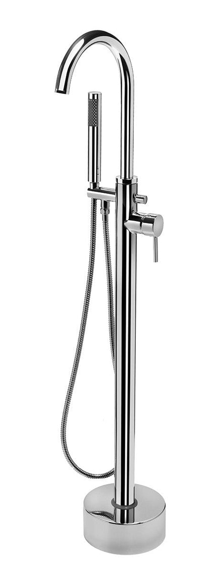 Miscelatore da terra a piantana mod. Zeda per vasca con deviatore e doccetta inclusa design minimale