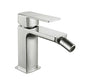 Brushed nickel single-hole bidet mixer from the 23 series with included click-clack waste