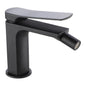Kora single-hole bidet mixer in matt black brass with inclined lever and clic-clac waste included