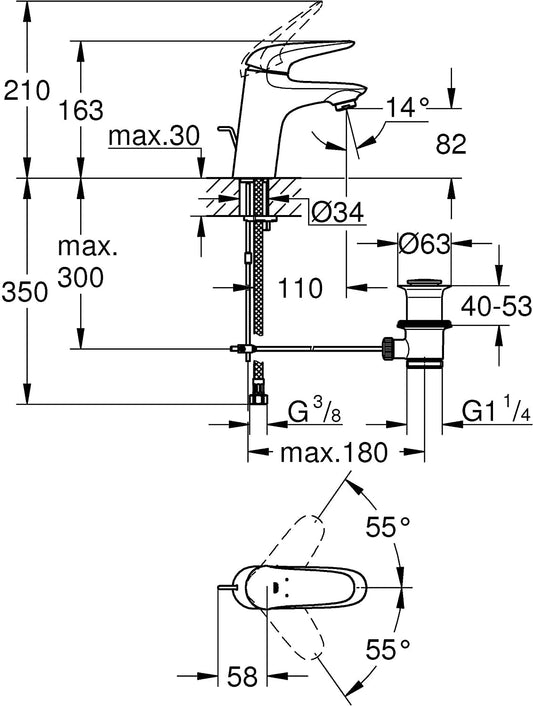 Miscelatore lavabo Grohe mod. Eurostyle monocomando taglia S