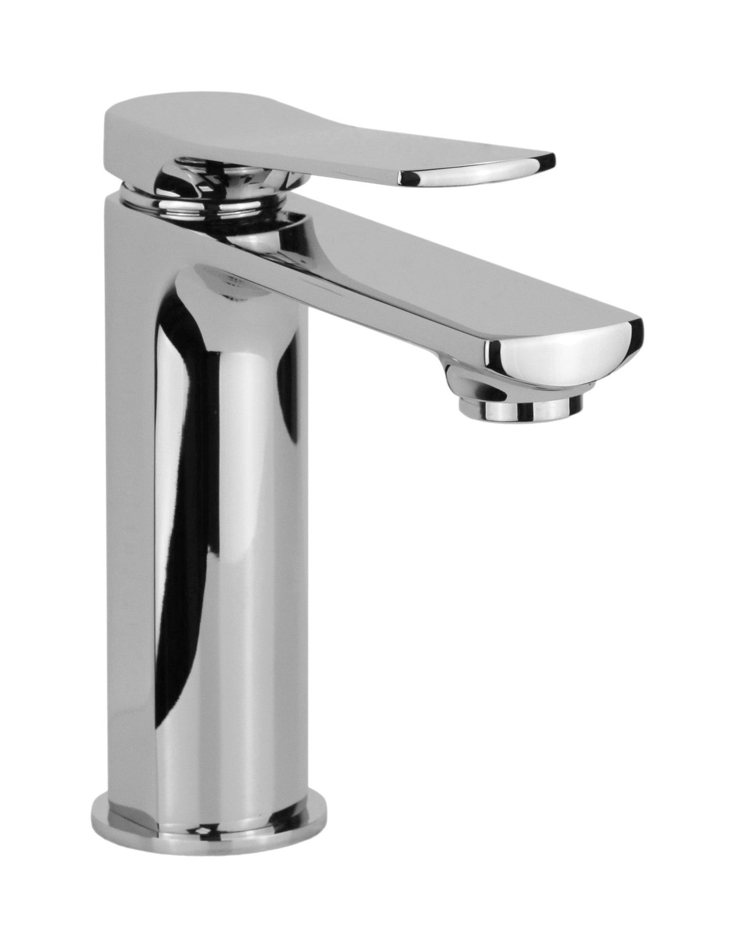 Miscelatore lavabo monoforo in ottone cromato modello Kora con leva inclinata e piletta clic-clac inclusa