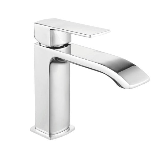 Single-hole basin mixer in chrome-plated brass, Series 23, with click-clack waste included