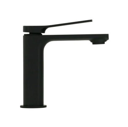 Miscelatore lavabo monoforo in ottone nero opaco modello Kora con leva inclinata e piletta clic-clac inclusa