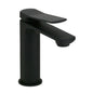 Kora single-hole basin mixer in matte black brass with angled lever and click-clack waste included