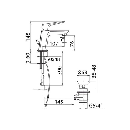 Miscelatore Monocomando Lavabo Con Scarico serie Spartaco Mamoli