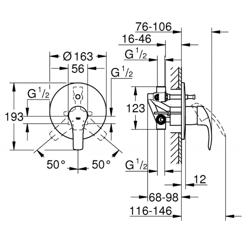Miscelatore vasca doccia  monocomando con deviatore-Grohe