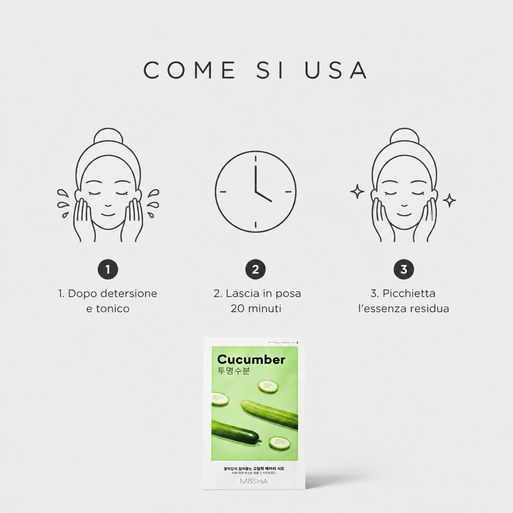Missha Airy Fit Sheet Mask Cucumber – Maschera Viso Idratante 19g