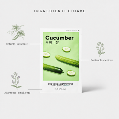 Missha Airy Fit Sheet Mask Cucumber – Maschera Viso Idratante 19g
