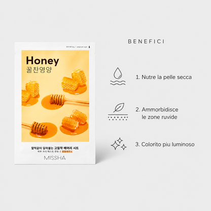 Missha Airy Fit Sheet Mask Honey – Maschera Viso Nutriente 19g