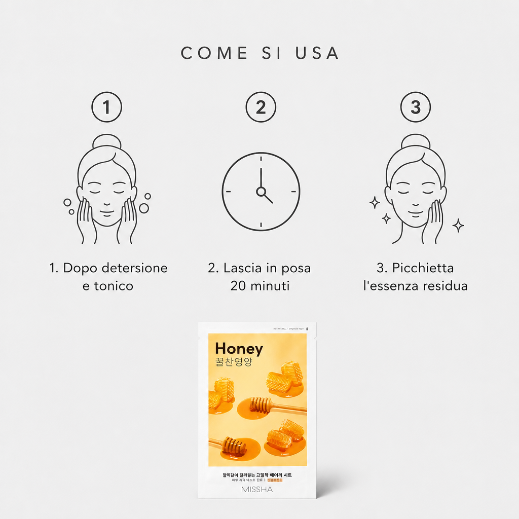 Missha Airy Fit Sheet Mask Honey – Maschera Viso Nutriente 19g