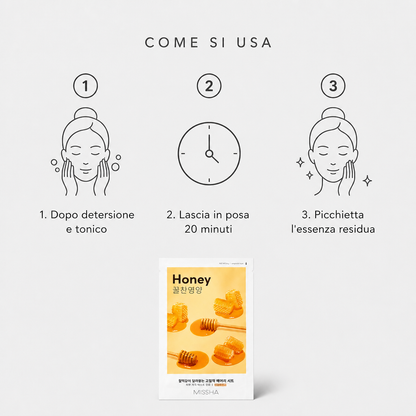 Missha Airy Fit Sheet Mask Honey – Maschera Viso Nutriente 19g