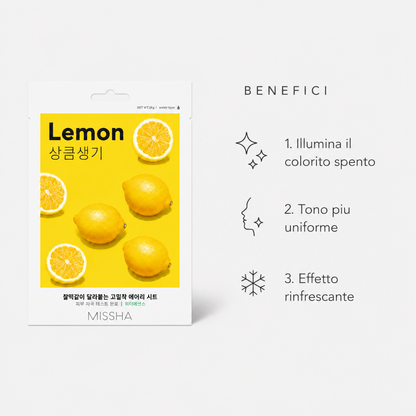 Missha Airy Fit Sheet Mask Lemon – Maschera Viso Illuminante 19g