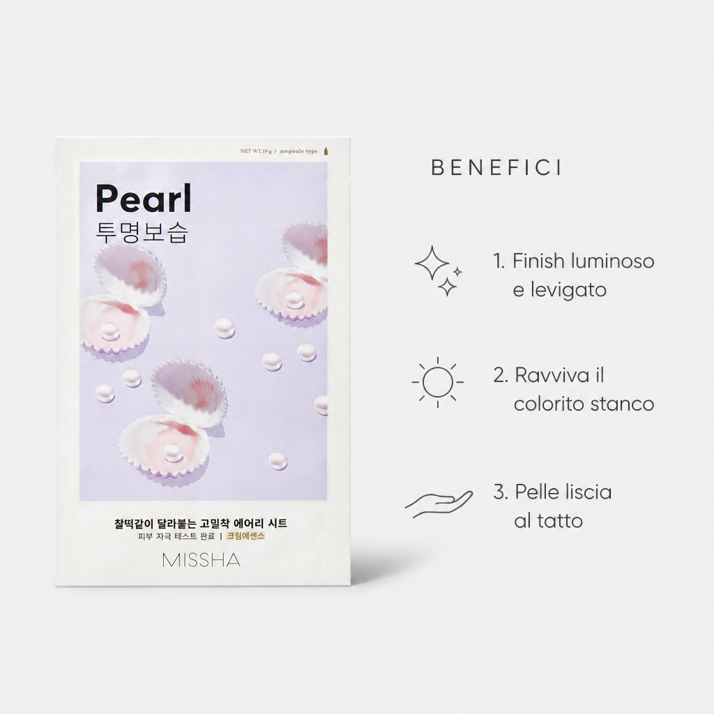 Missha Airy Fit Sheet Mask Pearl – Maschera Viso Illuminante 19g