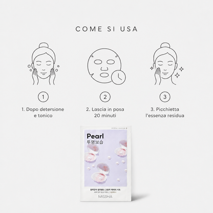 Missha Airy Fit Sheet Mask Pearl – Maschera Viso Illuminante 19g
