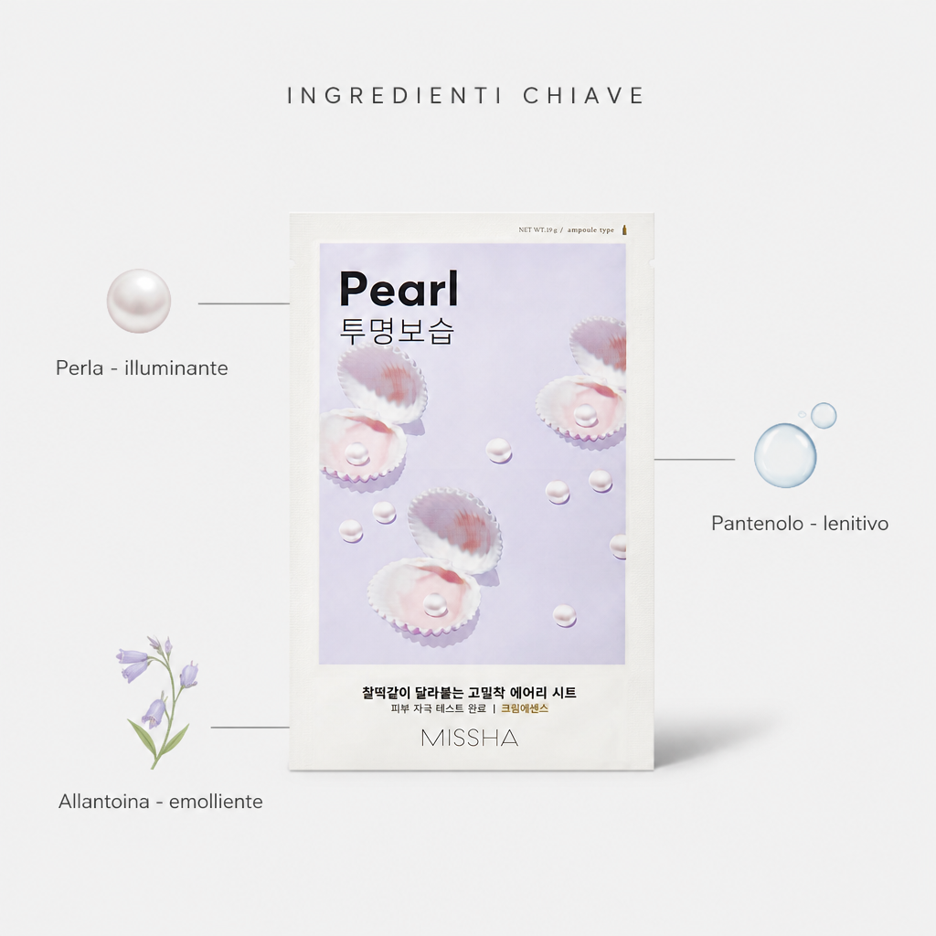 Missha Airy Fit Sheet Mask Pearl – Maschera Viso Illuminante 19g