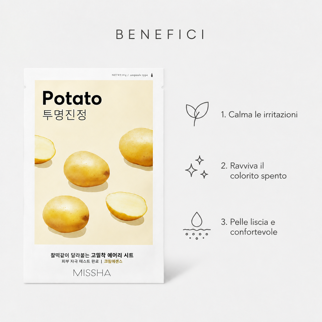 Missha Airy Fit Sheet Mask Potato – Maschera Viso Lenitiva 19g