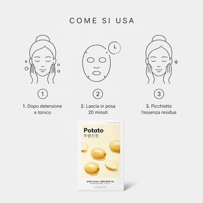 Missha Airy Fit Sheet Mask Potato – Maschera Viso Lenitiva 19g