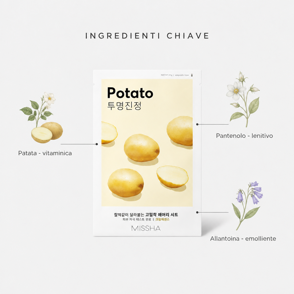 Missha Airy Fit Sheet Mask Potato – Maschera Viso Lenitiva 19g