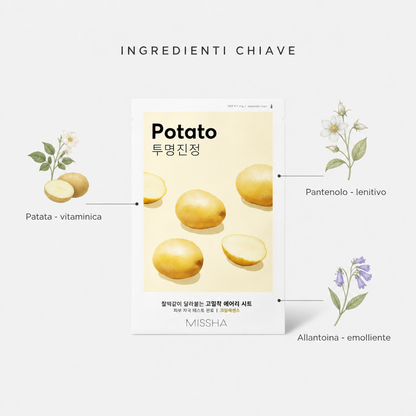 Missha Airy Fit Sheet Mask Potato – Maschera Viso Lenitiva 19g