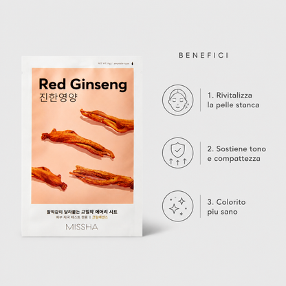Missha Airy Fit Sheet Mask Red Ginseng – Maschera Viso Rivitalizzante 19g