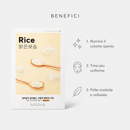 Missha Airy Fit Sheet Mask Rice – Maschera Viso Illuminante 19g