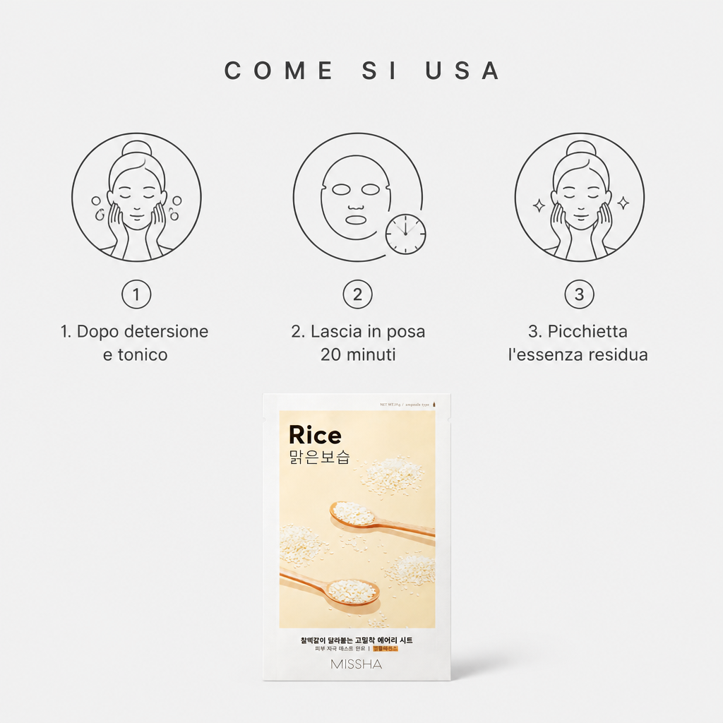 Missha Airy Fit Sheet Mask Rice – Maschera Viso Illuminante 19g