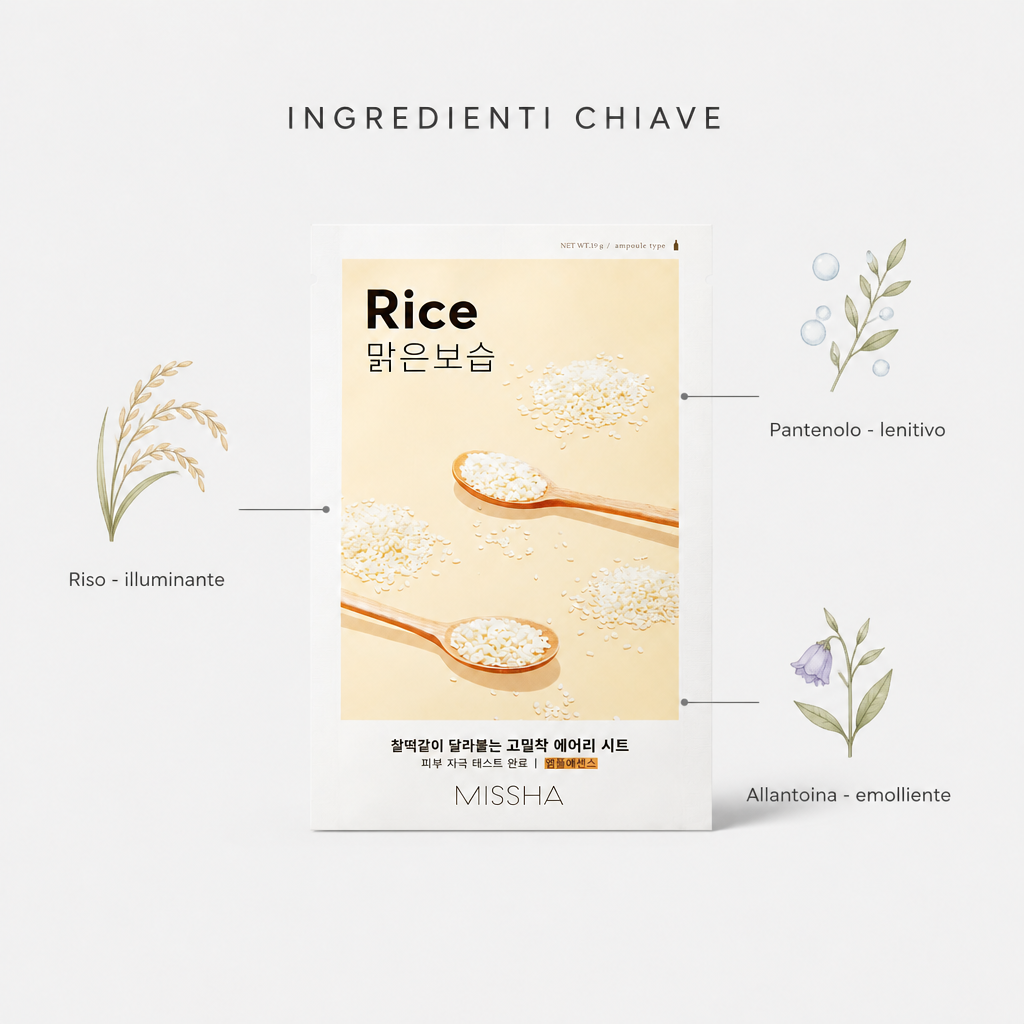 Missha Airy Fit Sheet Mask Rice – Maschera Viso Illuminante 19g