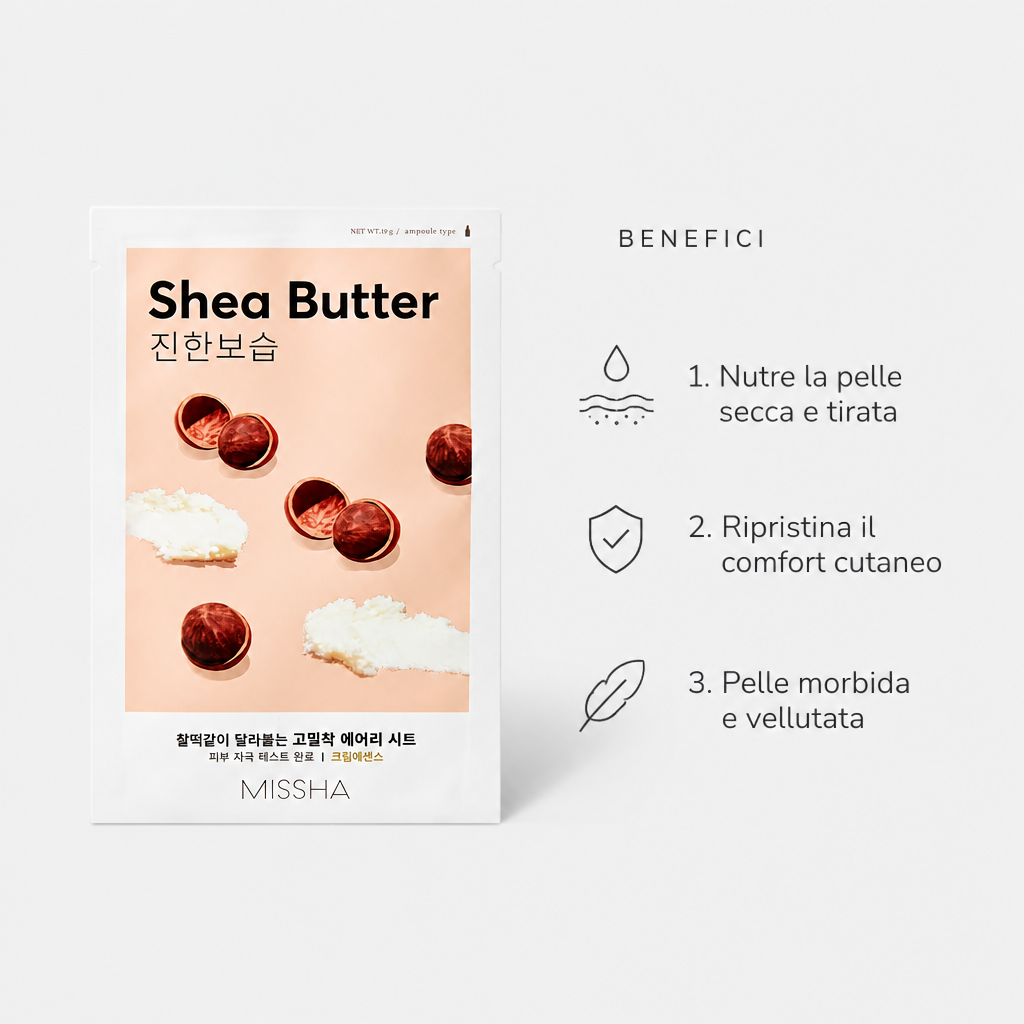 Missha Airy Fit Sheet Mask Shea Butter – Maschera Viso Nutriente 19g