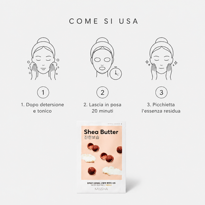 Missha Airy Fit Sheet Mask Shea Butter – Maschera Viso Nutriente 19g