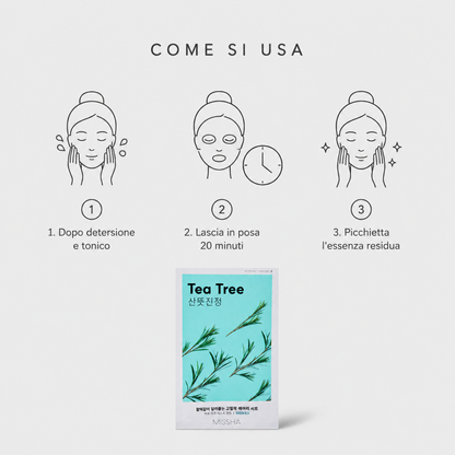 Missha Airy Fit Sheet Mask Tea Tree – Maschera Viso Purificante 19g